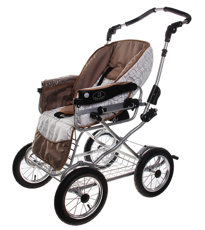 Коляска 2 в 1 Marti Maxi: люлька + прогулочный блок, дождевик, москитная сетка, сумка, цвет тёмно-бежевый с рисунком