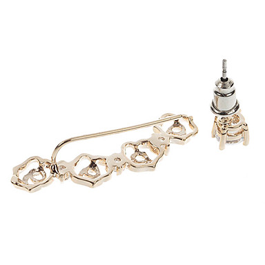 D40545-02A типа цветка с Сияющий Rhinestone алюминиевого сплава медь-Золотые серьги (пара)