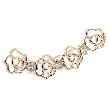 D40545-02A типа цветка с Сияющий Rhinestone алюминиевого сплава медь-Золотые серьги (пара)