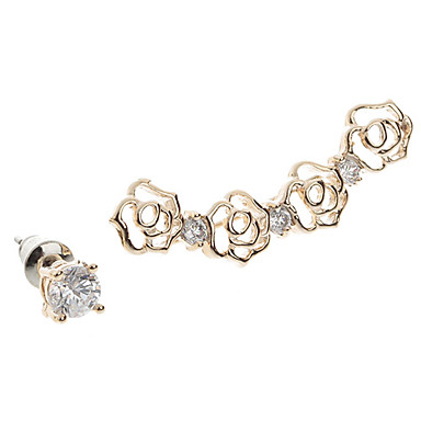 D40545-02A типа цветка с Сияющий Rhinestone алюминиевого сплава медь-Золотые серьги (пара)
