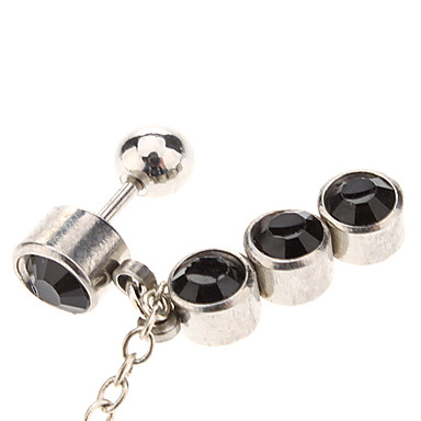 Прямоугольные инкрустация Black Diand Пирсинг Личность Двухместный Серьга