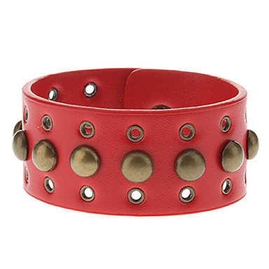 Жесткая ногтей Кожа  Пара Bracelace с заклепками