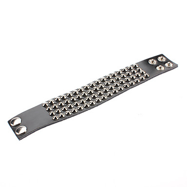Панк Стиль Rivet Черный кожаный браслет