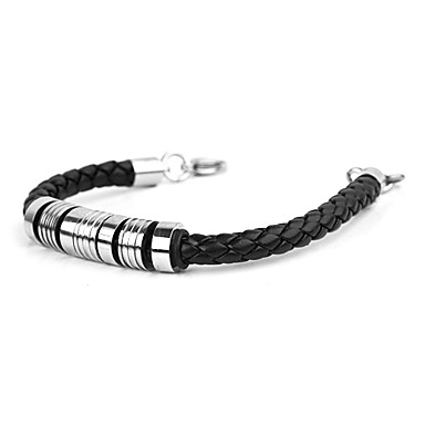 Мужские титановые стали коровы кожаный браслет Weave