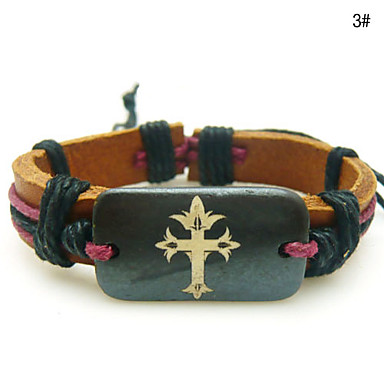 Корова кости крест-накрест кожаный браслет