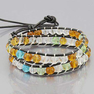 винтажный стиль ткачества  кожаный регулируемый браслет обертывание с подвески (CLJ-B-696)