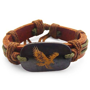 Корова кости Eagle коричневый кожаный браслет
