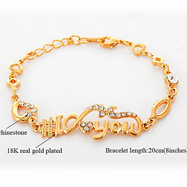 Я ЛЮБЛЮ ТЕБЯ Письма 18K позолоченный Симпатичные браслеты Bangle для женщин ювелирные изделия высокого качества Заявление