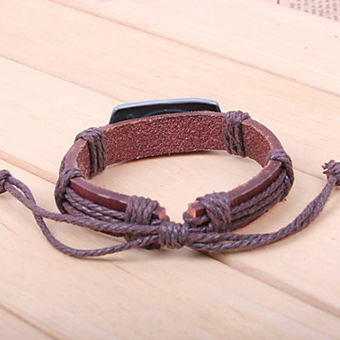 Мода Gecko 24см Мужская Кофе LeatherZ & сплава Кожаный браслет (1 шт)