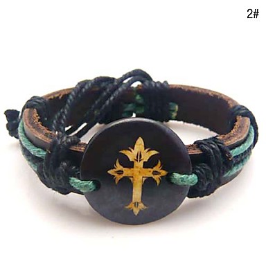 Корова кости крест-накрест кожаный браслет