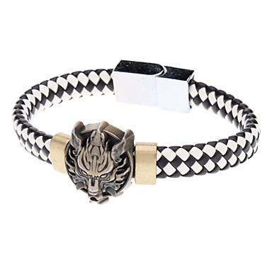 White Wolf форма головы кожаный браслет