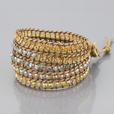 винтажный стиль ткачества  кожаный регулируемый браслет обертывание с подвески (CLJ-B-618)