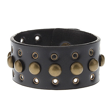 Жесткая ногтей Кожа  Пара Bracelace с заклепками