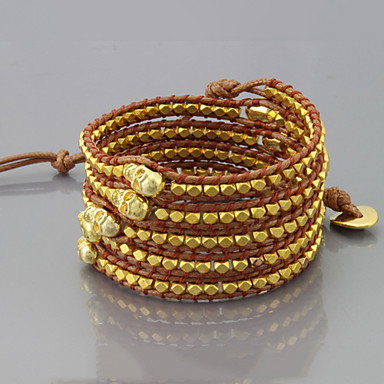 винтажный стиль ткачества  кожаный регулируемый браслет обертывание с подвески (CLJ-B-609)