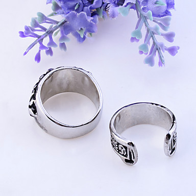 Lureme nk Стиль Chrome Сердце крест кольцо Set