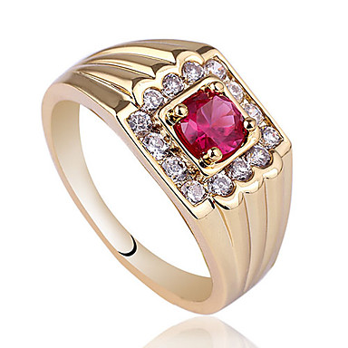 Мужская желтого золота Отделка 925 Серебряное кольцо с 5мм Круглый камень циркон