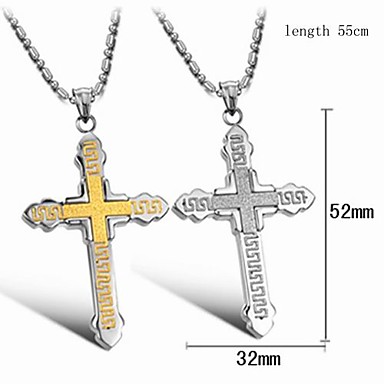 Titanium нержавеющей стали 316L пескоструйной обработки крест ожерелье 18K Gold с подарочной коробке