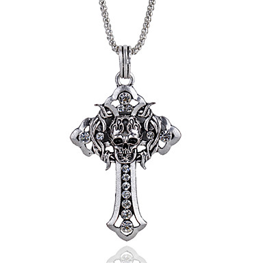 Античная медь черепа Rhinestone ожерелье KL16