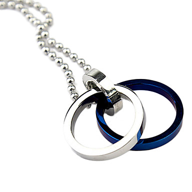 Titanium стальной двойной кольцевой ожерелье