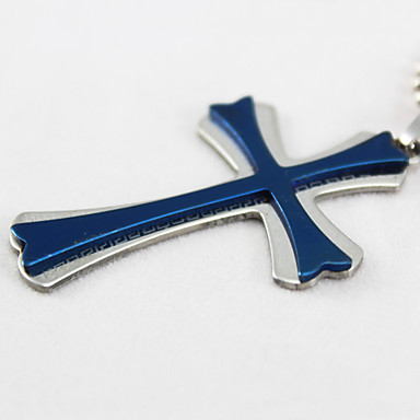 Титан Двухместный Cross Blue ожерелье