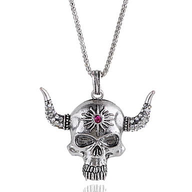 Античная медь черепа Rhinestone ожерелье KL17