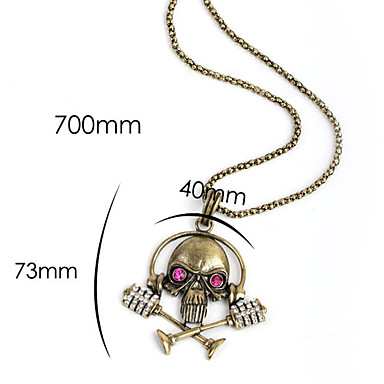 Античная медь черепа Rhinestone ожерелье KL02