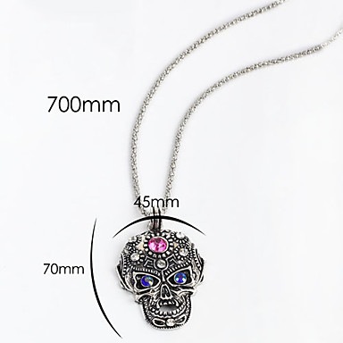 Античная медь черепа Rhinestone ожерелье KL01