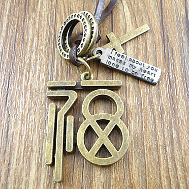 Этническая (Word Кулон) Коричневая кожа Винтаж Ожерелье (бронза) (1 шт)