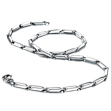 Мода Серебряный титана стали ожерелье цепь (серебро) (1 шт)