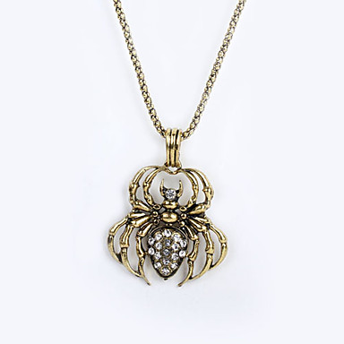 Античная медь черепа Rhinestone ожерелье KL08