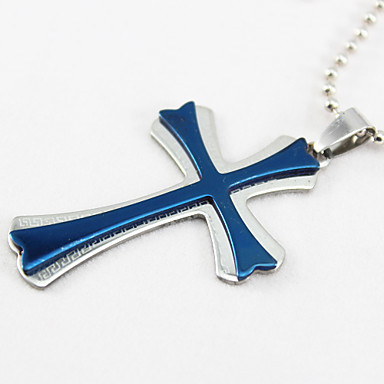 Титан Двухместный Cross Blue ожерелье