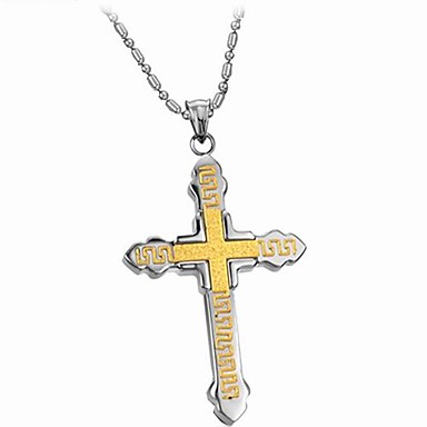 Titanium нержавеющей стали 316L пескоструйной обработки крест ожерелье 18K Gold с подарочной коробке