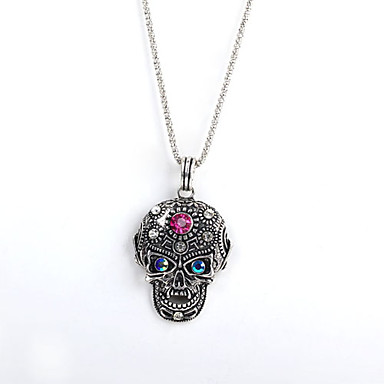 Античная медь черепа Rhinestone ожерелье KL01