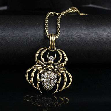 Античная медь черепа Rhinestone ожерелье KL08