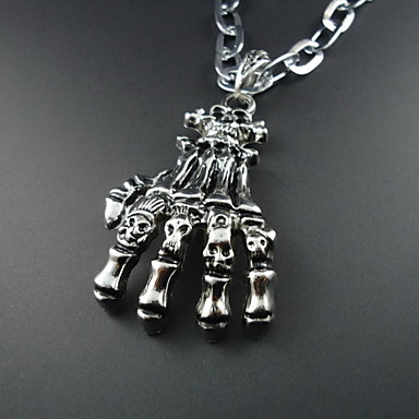 Урожай (Череп Кулон) Черная ткань ожерелье (серебро) (1 шт)