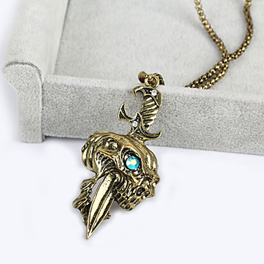 Античная медь черепа Rhinestone ожерелье KL11