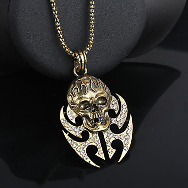 Античная медь черепа Rhinestone ожерелье KL04