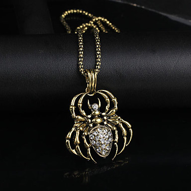 Античная медь черепа Rhinestone ожерелье KL08