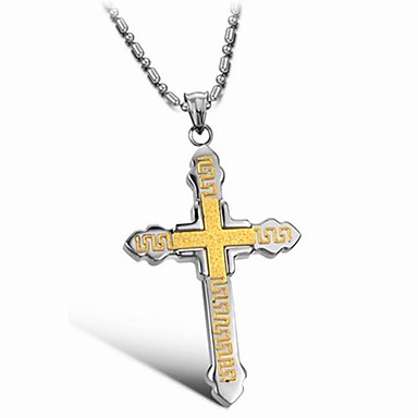 Titanium нержавеющей стали 316L пескоструйной обработки крест ожерелье 18K Gold с подарочной коробке