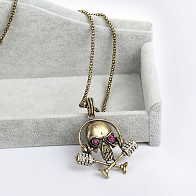 Античная медь черепа Rhinestone ожерелье KL02