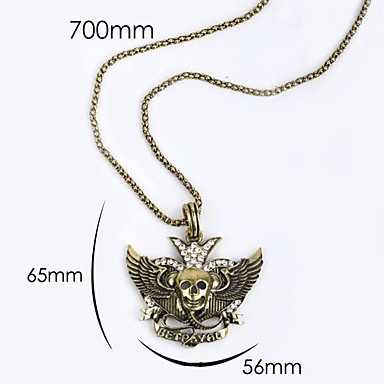 Античная медь черепа Rhinestone ожерелье KL07