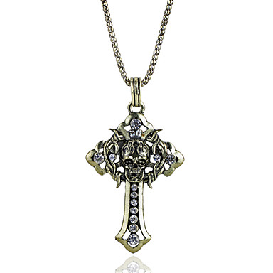 Античная медь черепа Rhinestone ожерелье KL16
