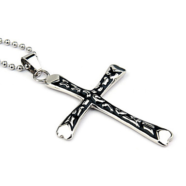 модный черный человек кулон крест на ожерелье