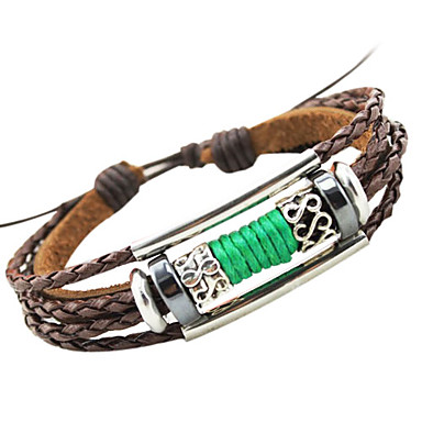 Шарика сплава многорядового кожа Тканые браслет