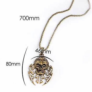 Античная медь черепа Rhinestone ожерелье KL04