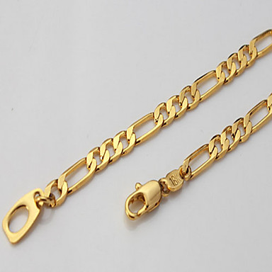 Золото 18K Заполненные Фигаро Сеть для мужчин 4 мм, 18 дюймов (46cm)