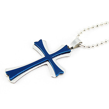 Титан Двухместный Cross Blue ожерелье