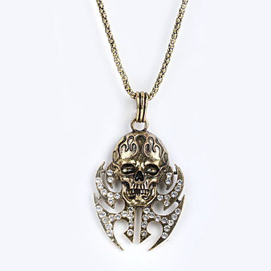 Античная медь черепа Rhinestone ожерелье KL04