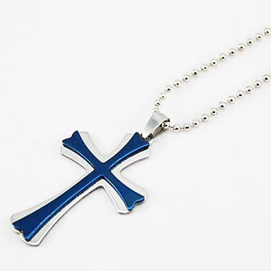 Титан Двухместный Cross Blue ожерелье