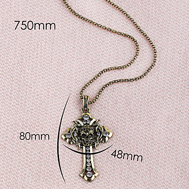 Античная медь черепа Rhinestone ожерелье KL16